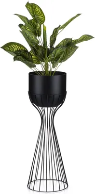 Produktbild von HowHomely | Blumenständer - Metall - Höhe 56 cm - Schwarz - Loft Design - Stabil und Elegant