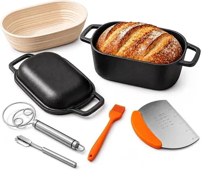 Imagen del producto de Olla de hierro fundido para hornear pan, 3.4L, olla holandesa para hacer pan