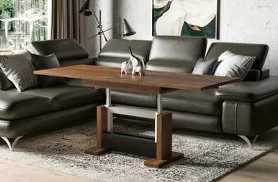 Image de Endo-Möbel Table basse Kella 110-170 extensible réglable en hauteur avec rallonge synchrone (chêne Stirling)