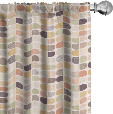 Produktbild von ABAKUHAUS Gedeckte Farben Vorhänge, Gardinen, Gepunktete Abgerundete vertikal angeordnet sind, 2 Stück 75 x 225 cm, Pale Salmon Mehrfarbig