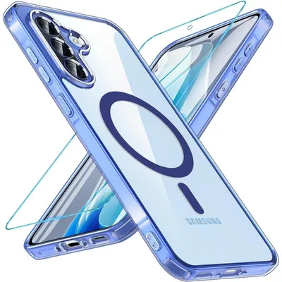 Obrázok produktu pre Ochranný obal pre Samsung Galaxy A56 5G s ochranným sklom, nárazuvzdorný, priehľadný, modrej farby