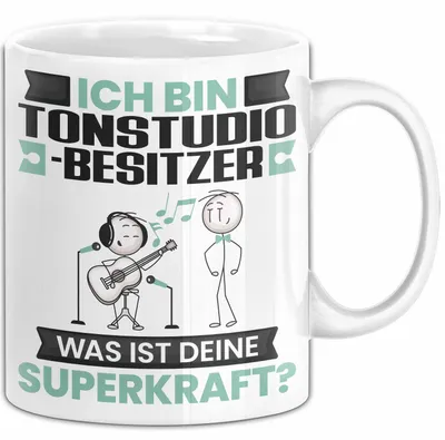 Produktbild von Tonstudio-Besitzer Tasse Geschenk für Tonstudio-Besitzer Geburtstag Lustiger Spruch Kaffee-Becher Was Ist Deine Superkraft (Weiß)