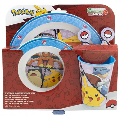 Kinder-Geschirrset Pokemon, 5-teilig, mikrowellengeeignet, BPA-frei