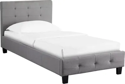 Produktbild von Polsterbett OHIO Bettgestell 90 x 200 cm Einzelbett Designbett inklusive Lattenrost Textilbezug in grau