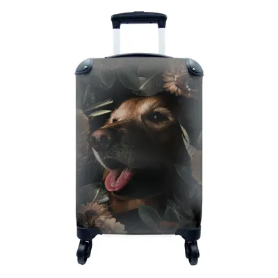 Produktbild von MuchoWow® Koffer Handgepäck Trolley Rollkoffer Kleine Reisekoffer mit 4 Rollen - Hund - Blumen - Pflanzen - Cabin Size < 55x40x23 cm & 55x40x20 cm - Fotokoffer - Kabinenkoffer - Boardgepäck - Reise-Box - Reisekoffer - Reisegepäck - Koffer mit Bild - Trolley für Kinder
