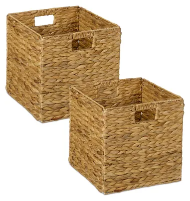 Aufbewahrungskorb Set 2er, Wasserhyazinthe, geflochten, 30x30x30 cm