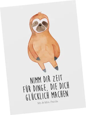 Produktbild von Mr. & Mrs. Panda Postkarte Faultier Zufrieden - Weiß - Geschenk, Glück, Ansichtskarte, Faultiere, Grußkarte, Postkarten, Pause, Glücklich, Ansichtskarten, Fotokarte