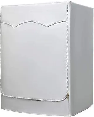 Productafbeelding van Unyqoos® wasmachinehoes M – zilverkleurig gecoat polyester, beschermhoes voor voorladers, met ritsen en klittenband aan 4 zijden, water- en stofafstotend
