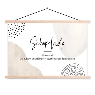 Produktbild von MuchoWow® Textilposter Sprichwörter - Schokolade - Zitate - Wörterbuch - Definition Schokolade 60x40 cm mit holzfarbenen Rahmen - Bilder