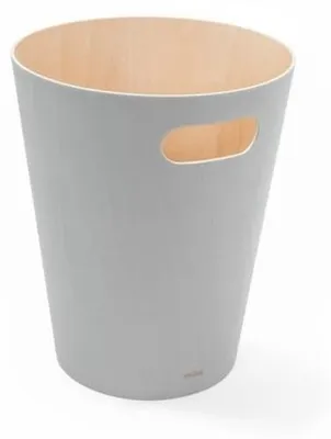 Image de Poubelle Famanu en bois de hêtre - Capacité de 7,5 litres - Gris - Avec poignées - Design moderne