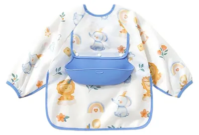 Produktbild von Wiederverwendbare Baby-Schürze mit Ärmeln und Tasche