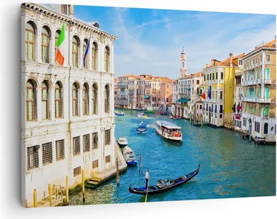 Produktbild von Bild auf Leinwand - Leinwandbild - Venedig Kanal Kreuzfahrt Gondel - 70x50cm - Wand Bild - Wanddeko - Leinwanddruck - Bilder - Kunstdruck - Wanddekoration - Leinwand bilder - Wandkunst - AA70x50-0428