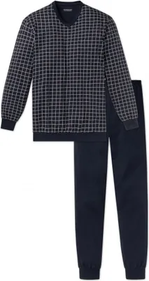 Produktbild von Schiesser Dark Sapphire Pyjama dunkelblaues Karomuster