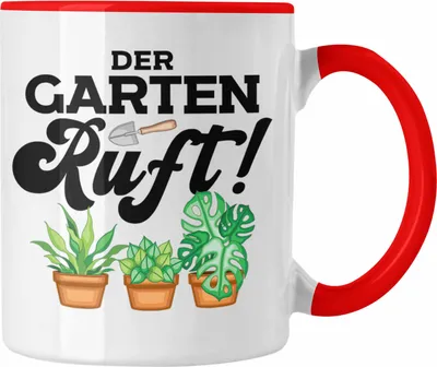 Produktbild von Trendation - Gärtner Tasse Geschenk Oma Opa Der Grarten Ruft Hobbygärtner Kaffeetasse Geschenk Landschaftsgärtner (Rot)