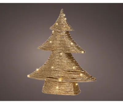Image de Arbre de Noël doré avec 30 LED et minuterie - 40 cm de haut, pour l'intérieur