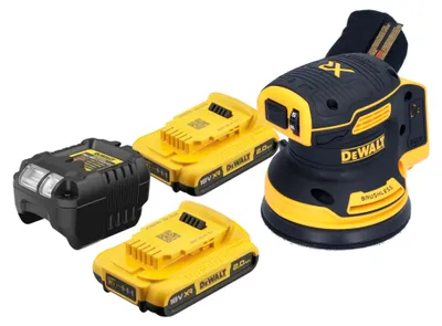 Produktbild von DeWalt DCW 210 D2 Akku Exzenterschleifer 18 V 125 mm Brushless + 2x Akku 2,0 Ah + Ladegerät