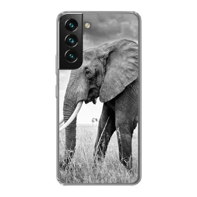 Produktbild von MuchoWow® Handyhülle Schutzhülle Hülle für Samsung Galaxy S22 Elefant - Gras - Tiere - Schwarz und weiß Silikon Softcase Handy Hülle - Mobiltelefonhülle