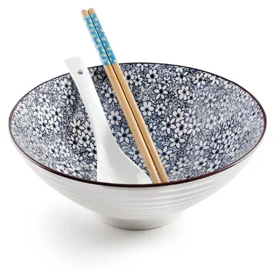 Produktbild von IBILI - Set für Ramen Sapporo, Schüssel + Löffel + 2 Stäbchen, Porzellan