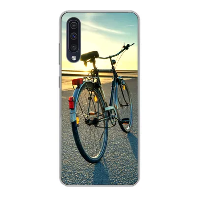 Produktbild von MuchoWow® Handyhülle Schutzhülle Hülle für Samsung Galaxy A30s Nordsee - Fahrrad - Sonnenuntergang Silikon Softcase Handy Hülle - Karteninhaber