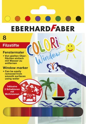 Produktbild von EBERHARD FABER Fenstermarker 8er Kartonetui mit Schablonen