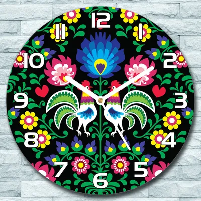 Produktbild von Wanduhr aus Glas Rund fi 30 Volkspolnische Bunte Quarz Deko Schlafzimmer Büro