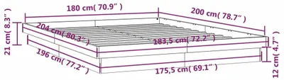 Produktbild von vidaXL Massivholzbett mit LEDs Weiß 180x200 cm