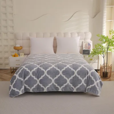 Produktbild von Kuscheldecke Marokkanisches Muster 160x200 cm Winterdecke flauschig warme Tagesdecke Wohnzimmer Deko Sofadecke Bettdecke