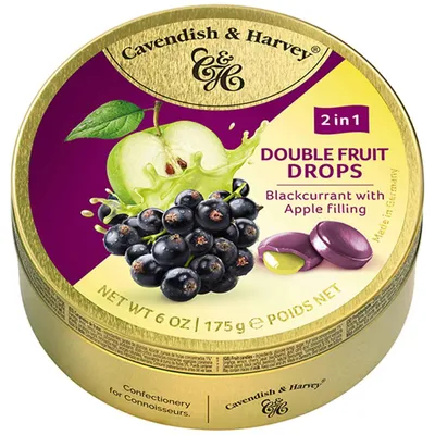 Immagine prodotto di Cavendish & Harvey, caramelle ripiene al gusto di ribes nero e mela, 175g