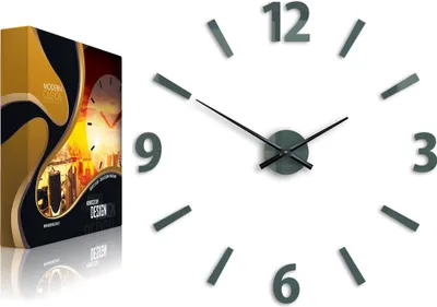 Produktbild von ModernClock, Uhr, wanduhr groß, wanduhr 75cm, Klaus grau, DIY, Wohnzimmeruhr