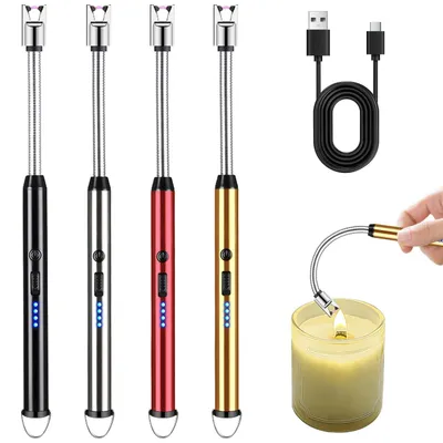Obrázok produktu pre Elektrické zapalovače: 4 kusy, USB dobíjateľné, odolné voči vetru