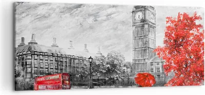 Produktbild von Bild auf Leinwand - Leinwandbild - London Bus - 120x50cm - Wand Bild - Wanddeko - Wandbilder - Leinwanddruck - Bilder - Kunstdruck - Wanddekoration - Leinwand bilder - Wandkunst - AB120x50-3866