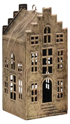 Immagine prodotto di Decorazione da appendere a forma di casa, oro antico, 8x8x18,5 cm