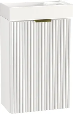 Obrázok produktu pre WENA Skrinka pod umývadlo s umývadlom 40 cm, rebrované čelá, kovové úchyty v zlatej farbe (farba: biela)