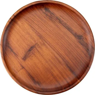 Productafbeelding van Ronde houten schaal van acaciahout, geschikt voor eten en decoratie, 27 cm