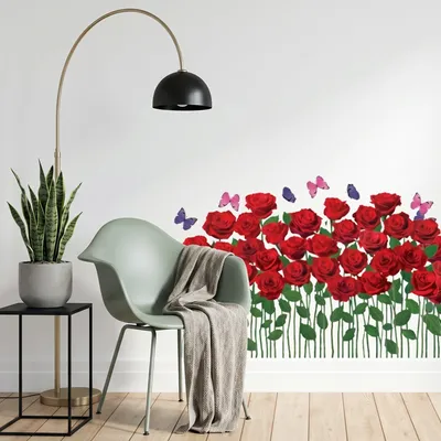 Image de Autocollants muraux décoratifs – Roseraie rouge