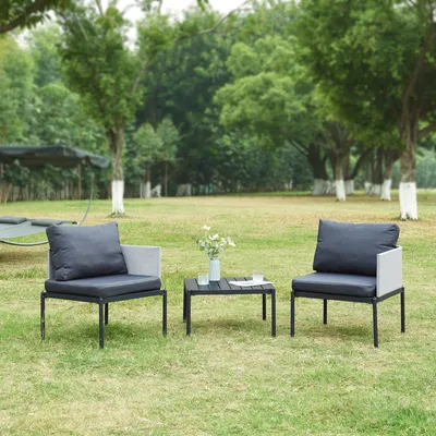 Produktbild von Gartenmöbelset ‘Accettura’ 3-tlg. mit Kissen Aluminium Grau