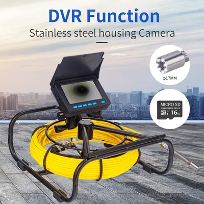 Immagine prodotto di Telecamera di ispezione da 17 mm con funzione di registrazione video DVR da 16 GB, endoscopio con display da 4,3 pollici e luci a LED, endoscopio industriale per idraulici
