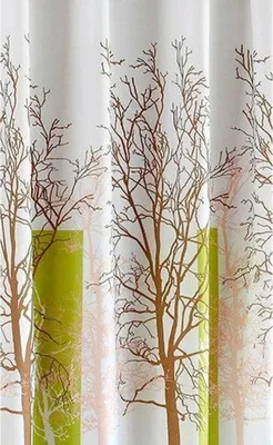 Immagine prodotto di Tenda da doccia 180x180cm, PE, bianco/verde, decorazione albero
