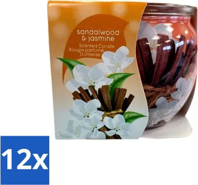 Image de At Home - Parfums - Bougie Parfumée - Bois de Santal & Jasmin - 70 g - Pack avantage - 12 pièces