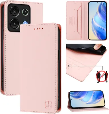 Produktbild von Lederhülle für UMIDIGI G9 5G/Note 9 5G Hülle Flip Brieftasche Kartenfächern Ständer Schutzhülle Pink