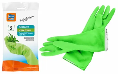 Image de Gants de nettoyage en latex durables S réutilisables aloe vera