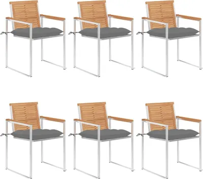 Produktbild von Gartenstühle 6 Stk. mit Kissen Massivholz Teak