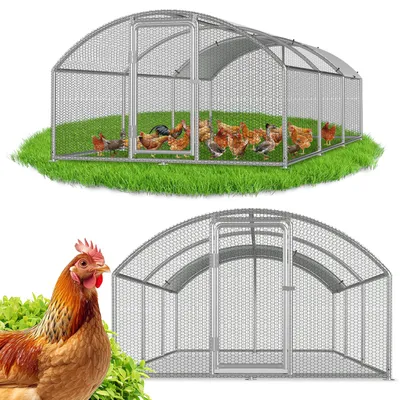 Produktbild von ISOISL Hühnerstall Freilaufgehege 3 x 6 x 2 m, 18 m², Bogendach, 25-mm-Rahmen aus verzinktem Stahl, PVC-Drahtgitter und weiße PE-Schutzplane