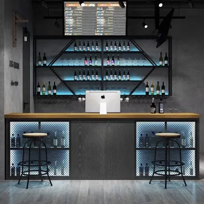 Produktbild von Empfangstresen, Kassentheke, Bartheke, Eisennetz-Design, geeignet für Restaurants und Bars 180×60×110cm【TWHP 180】