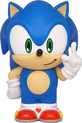A toy figurine of Sonic the Hedgehog.