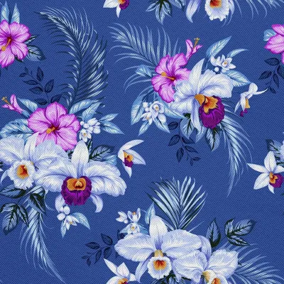 Image de DÉCORDS D'EXTÉRIEUR OXFORD - Motif bouquets de fleurs sur bleu I DX327