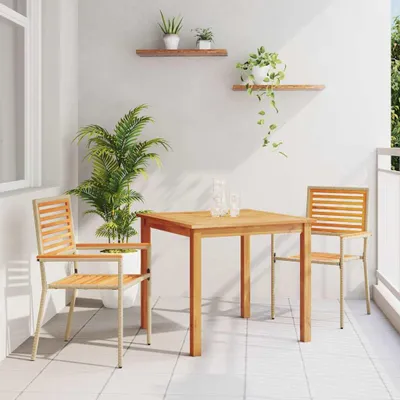 Obrázok produktu pre Maison Exclusive – Záhradná jedálenská súprava, 3-dielna, béžová, z masívneho akátového dreva