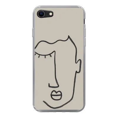 Produktbild von MuchoWow® Handyhülle Schutzhülle Hülle für iPhone SE 2020 Auge - Abstrakt - Strichzeichnung Silikon Softcase Handy Hülle - Kartenbesitzer