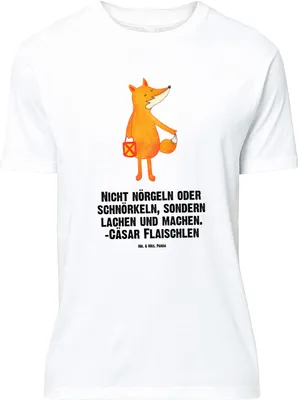 Produktbild von Mr. & Mrs. Panda Größe M T-Shirt Fuchs Laterne - Weiß - Geschenk, Sankt Martin, Herren, mit Spruch, Optimistisch, Laternenumzug, Shirt, Tshirt, Positiv
