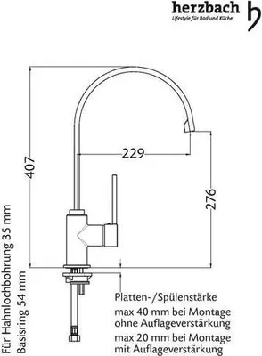 Immagine prodotto di Herzbach 10.135240.1.01 DESIGN NEW Miscelatore per lavello monoforo